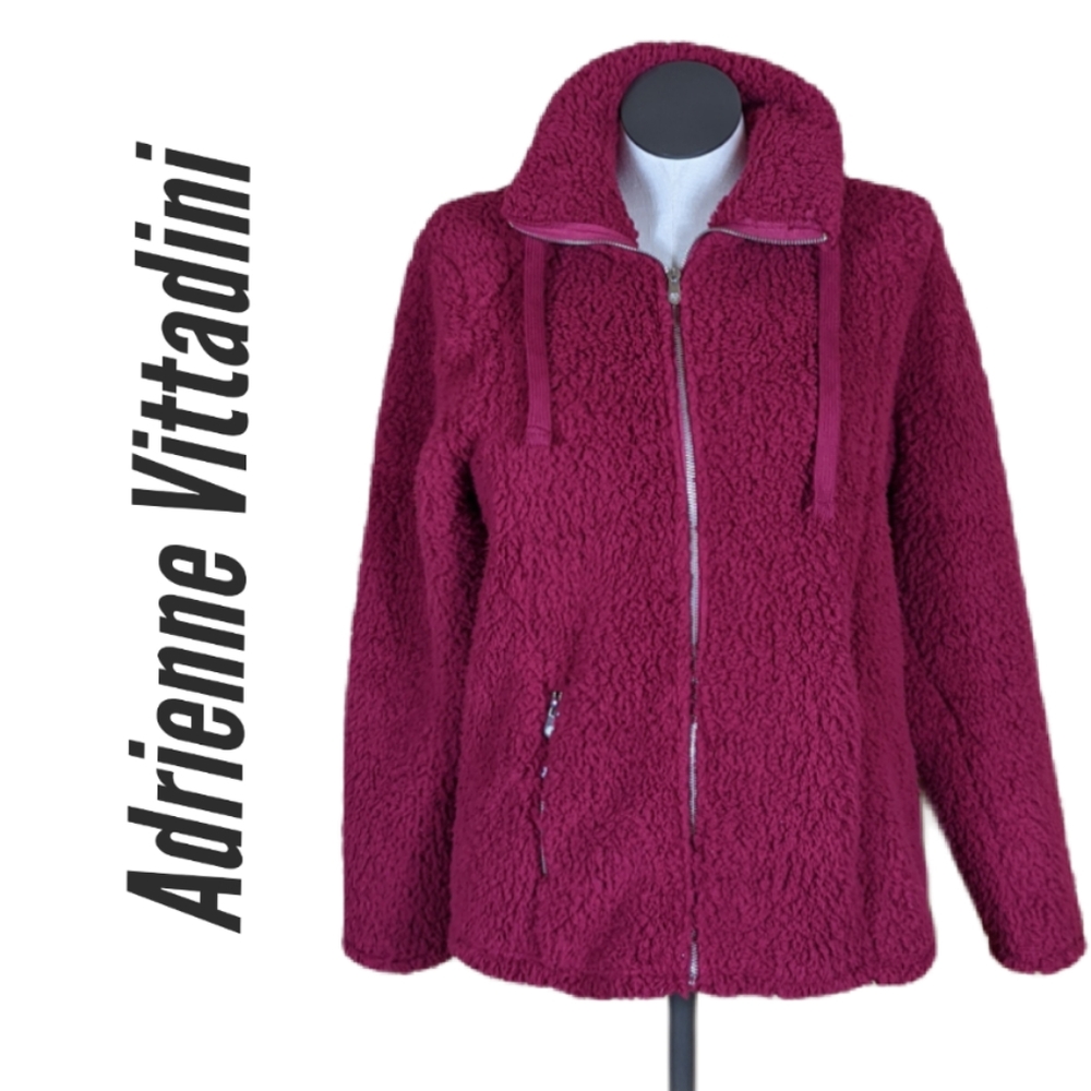 Andrienne Vittadini NWT Burgundy Sherpa Jacket